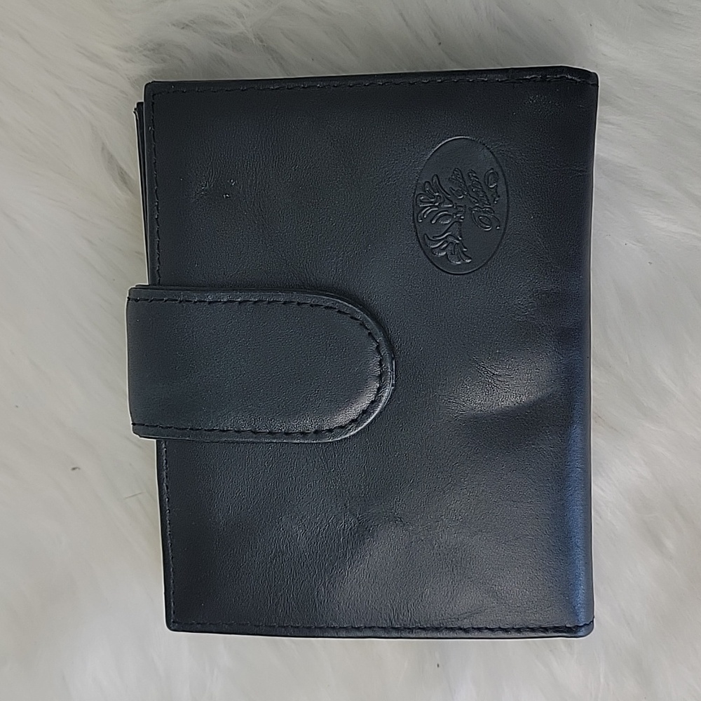 JULIA BUXTON Heiress Black Leather Double Cardex Snap Closure Coin Pocket Wallet